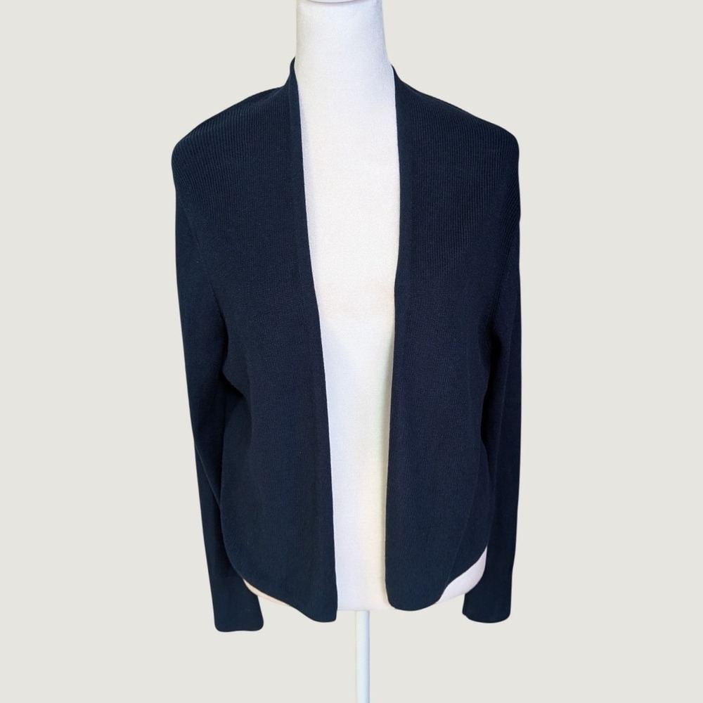 Banana‎ Republic Silk Cotton Navy Blue Ribbed Open Front Cardigan Sweater Small